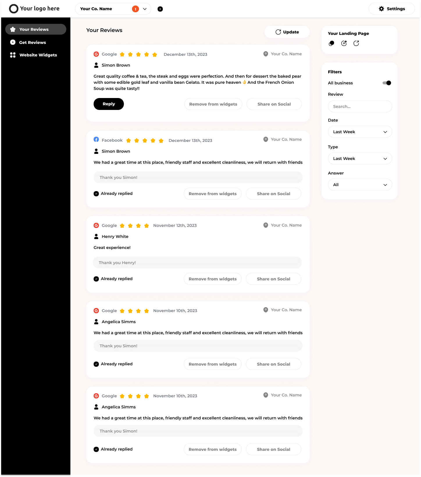 your reviews